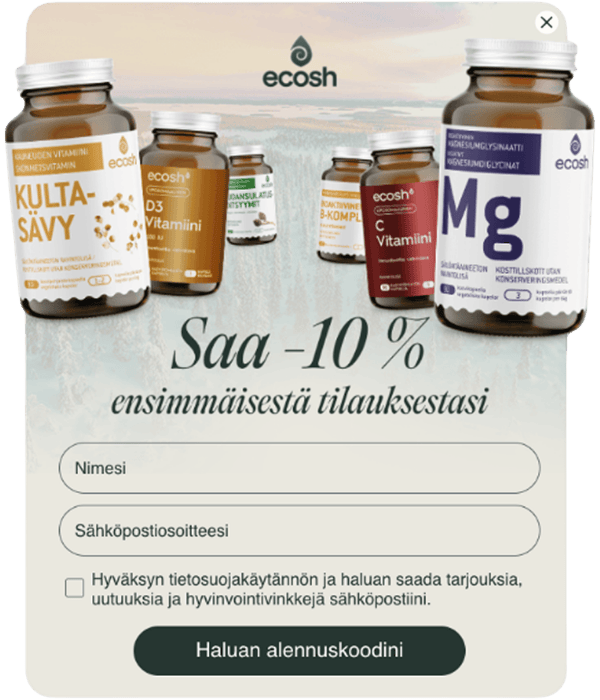 Ecosh Soome liitumisvorm: -10% esimeselt tellimuselt